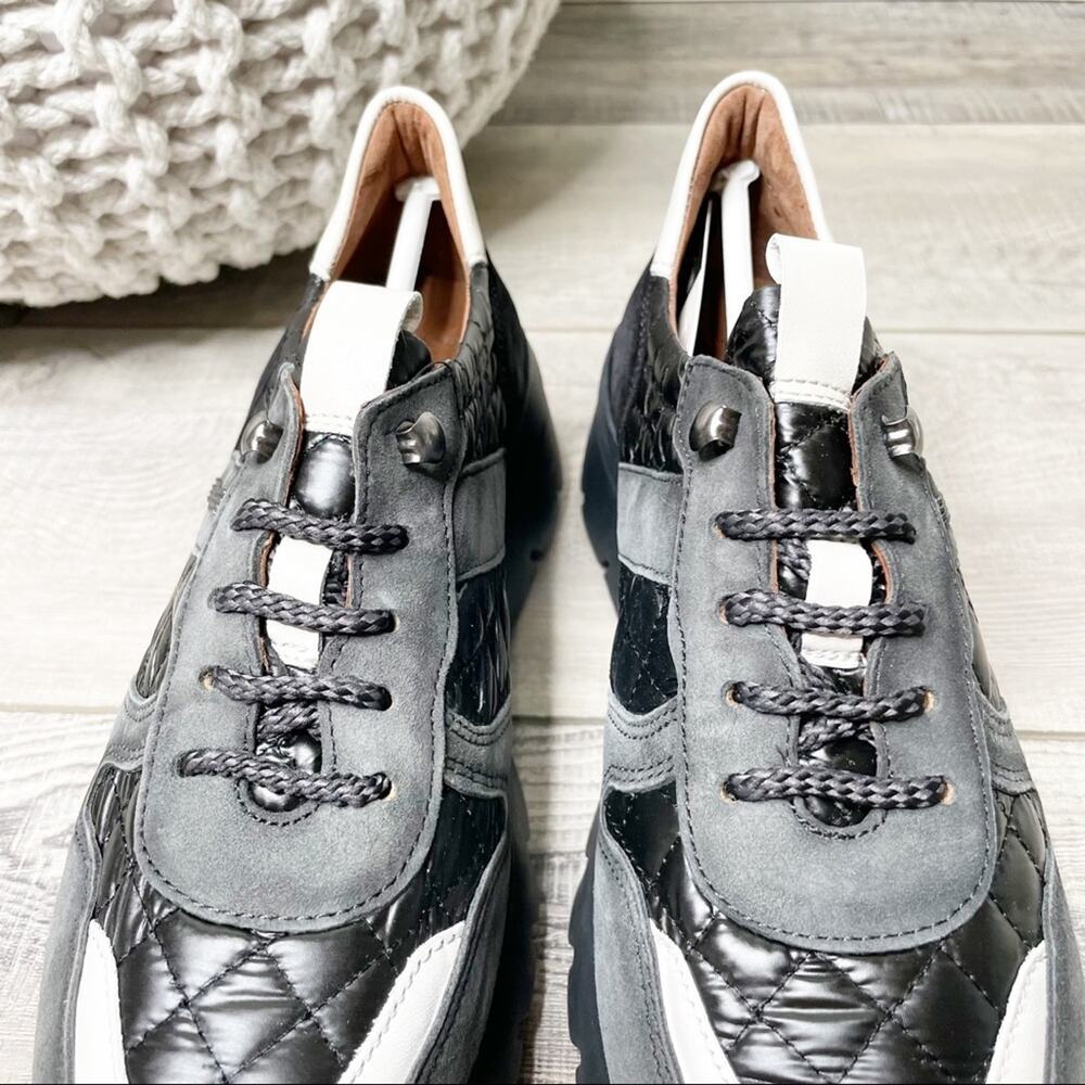 Hispanitas Rielle Suede Quilted Chunky Sneakers Black Size 38 - Picture 5 of 8